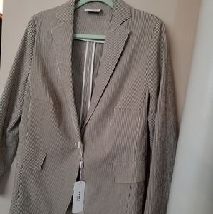 Akris Punto brown stripe searsucker blazer